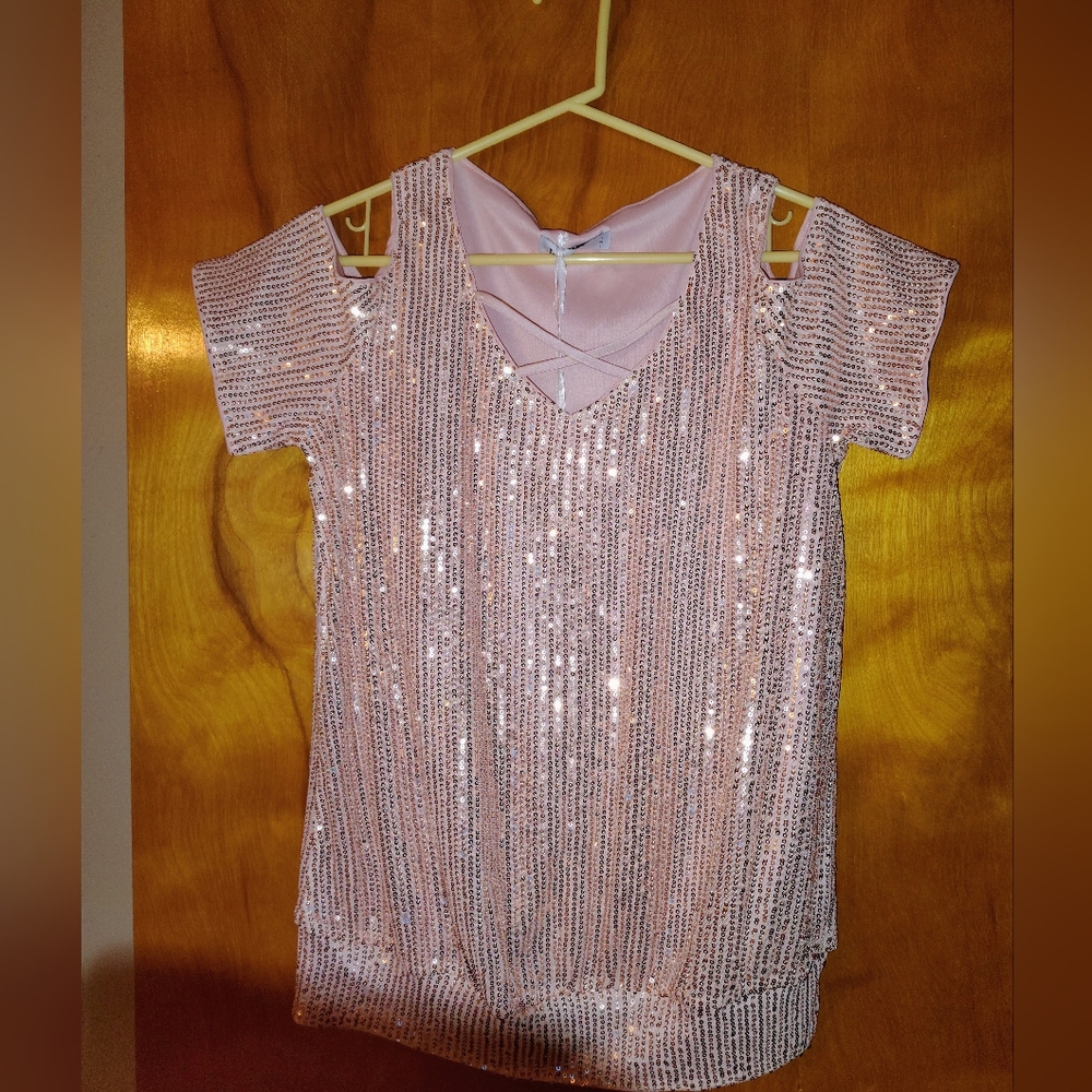 Jasambac,Pink Sequin ,Women's Tunic Top,NWT,Size Small - Picture 3 of 7